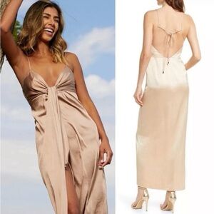 Significant Other Beige Satin Dress
